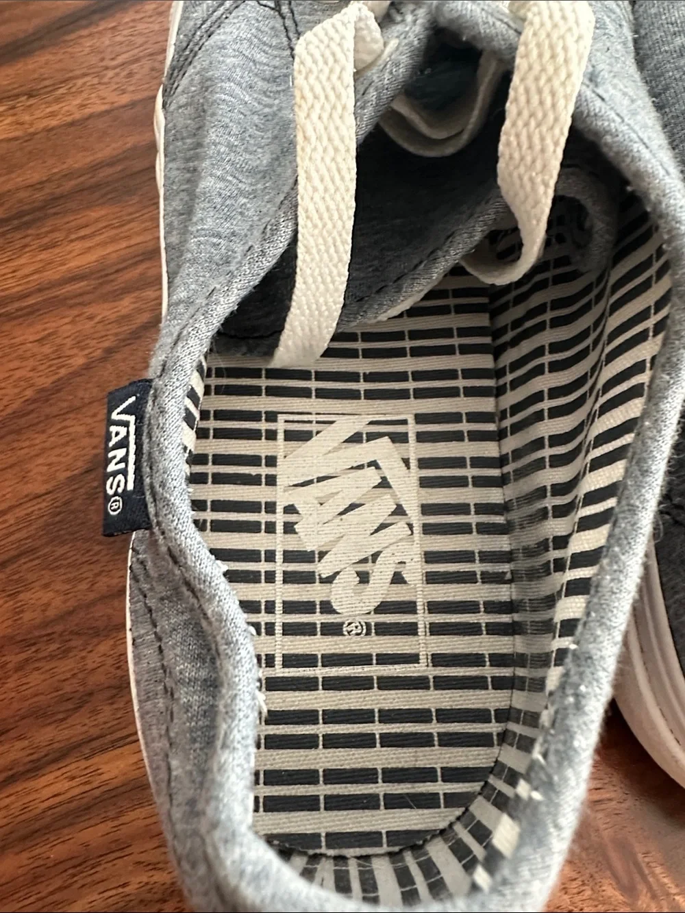 Vans Blue-Gray Canvas Low-Top Sneakers with White Laces